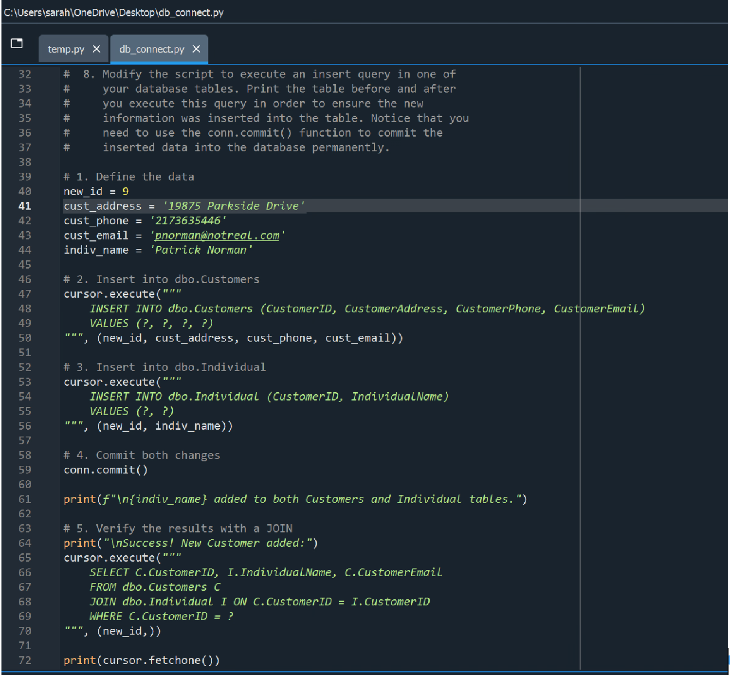 Python pyodbc Multi-Table Transaction Insertion Scripts